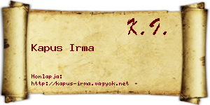 Kapus Irma névjegykártya