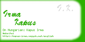 irma kapus business card